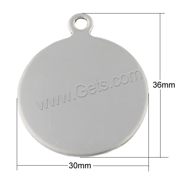 Stainless Steel Tag Charm, Flat Round, hand polished, laser pattern & Customized, original color, 30x36x1mm, Hole:Approx 2.5mm, Sold By PC