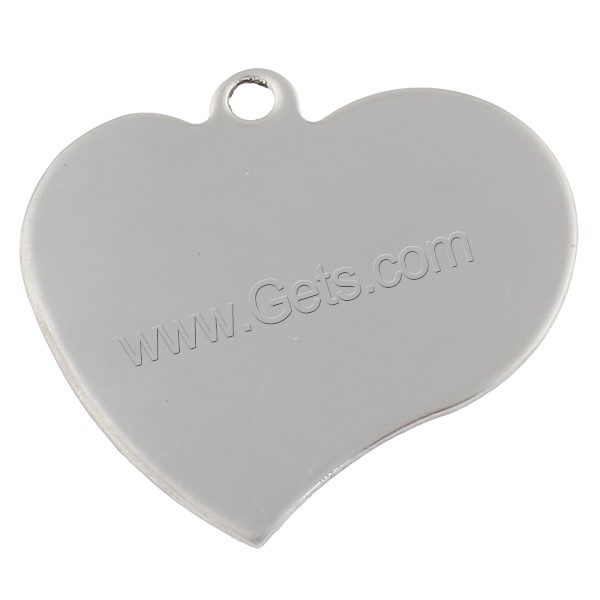 Stainless Steel Tag Charm, Heart, hand polished, laser pattern & Customized, original color, 36x33x1mm, Hole:Approx 3mm, Sold By PC
