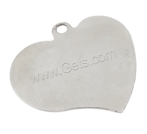 Stainless Steel Tag Charm, Heart, hand polished, laser pattern & Customized, original color, 36x33x1mm, Hole:Approx 3mm, Sold By PC