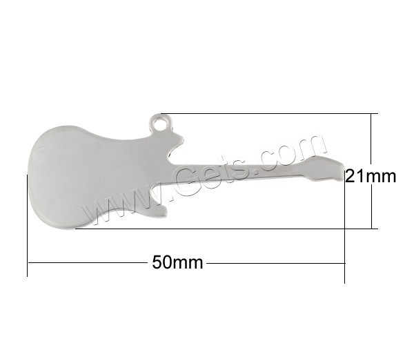 Stainless Steel Tag Charm, Guitar, hand polished, laser pattern & Customized, original color, 50x18.5x1.5mm, Hole:Approx 3mm, Sold By PC
