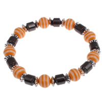 Non Magnetic Hematite Bracelet, with Resin & Copper Coated Plastic 7mm Inch 