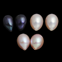 Half Drilled Cultured Freshwater Pearl Beads, Teardrop, natural, half-drilled 7-8mm Approx 0.8mm 