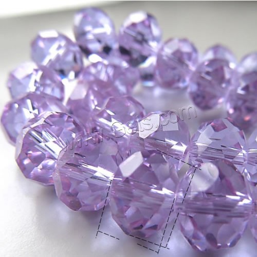 Rondelle Crystal Beads, different size for choice & faceted, Lt Amethyst, Hole:Approx 1mm, Sold By Strand