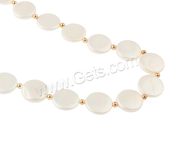South Sea Shell Necklace, with Brass, Coin, plated, different length for choice & different styles for choice, white, 13-14mm, Sold By Strand