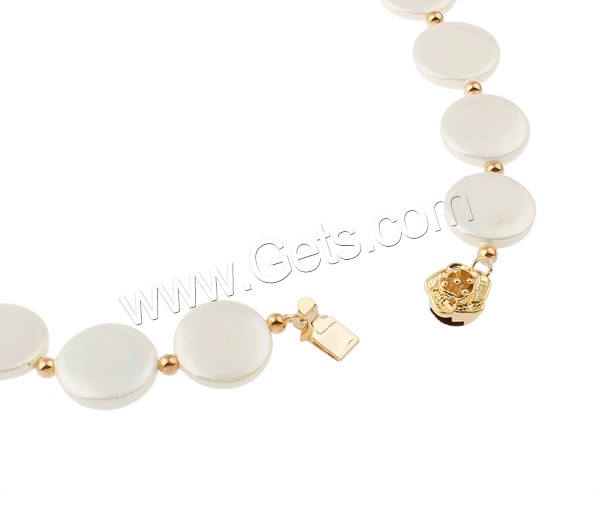 South Sea Shell Necklace, with Brass, Coin, plated, different length for choice & different styles for choice, white, 13-14mm, Sold By Strand