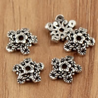 Bali Sterling Silber Perlenkappen, Thailand, Blume, hohl, 6x2mm, Bohrung:ca. 1.3mm, verkauft von PC