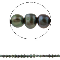 Barock kultivierten Süßwassersee Perlen, Natürliche kultivierte Süßwasserperlen, dunkelgrün, 8-9mm, Bohrung:ca. 0.8mm, Länge:ca. 15.3 ZollInch, verkauft von Strang