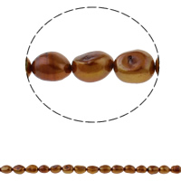 Perla Barroca Freshwater, Perlas cultivadas de agua dulce, Barroco, color cáfe oscuro, 8-9mm, agujero:aproximado 0.8mm, longitud:aproximado 14.5 Inch, Vendido por Sarta