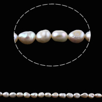 Barock kultivierten Süßwassersee Perlen, Natürliche kultivierte Süßwasserperlen, natürlich, weiß, 8-9mm, Bohrung:ca. 0.8mm, Länge:ca. 14.5 ZollInch, verkauft von Strang