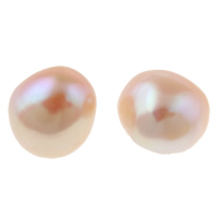 Perles nacres de culture d'eau douce demi percées , perle d'eau douce cultivée, baroque, naturel, semi-foré, rose, 10-11mm Environ 0.8mm Vendu par sac