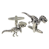 Латунь запонки, Динозавр, плакирован серебром, чернеют, не содержит никель, свинец  20mm, продается Пара