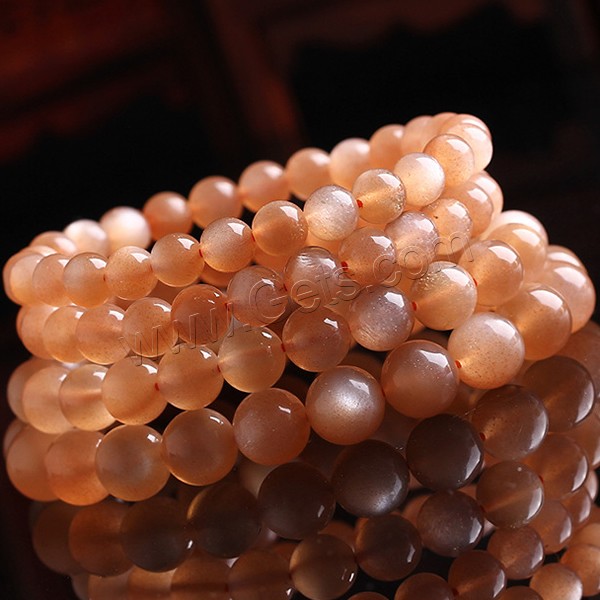 Moonstone Bracelet, Natural Moonstone, Round, natural, different size for choice, orange, Grade AAA, Sold By Strand