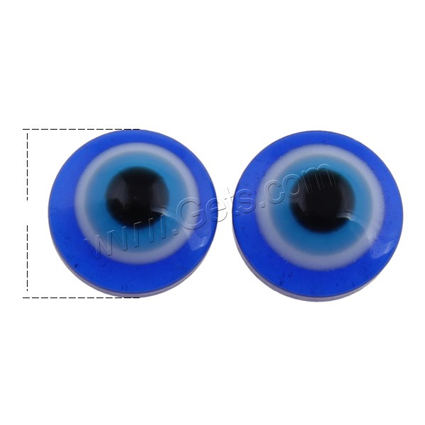 Cabujón de mal de ojo, resina, ojo de malvado, diverso tamaño para la opción & espalda plana, azul, 1000PCs/Bolsa, Vendido por Bolsa