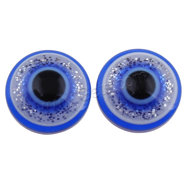 Cabujón de mal de ojo, resina, con Lentejuelas plástico, ojo de malvado, diverso tamaño para la opción & espalda plana, azul, 1000PCs/Bolsa, Vendido por Bolsa