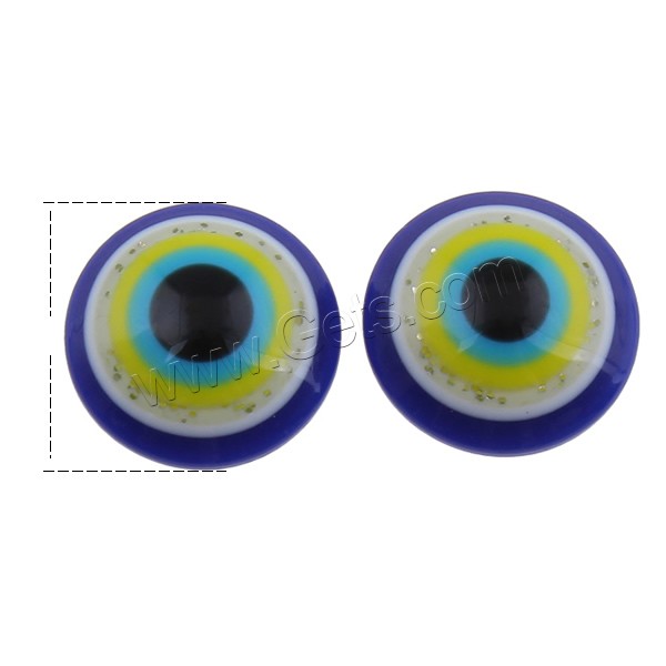 Cabujón de mal de ojo, resina, con Lentejuelas plástico, ojo de malvado, diverso tamaño para la opción & espalda plana, multicolor, 1000PCs/Bolsa, Vendido por Bolsa