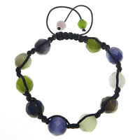 Cats Eye Woven Ball Bracelets, with Nylon Cord, handmade, adjustable  Approx 7-12 Inch 
