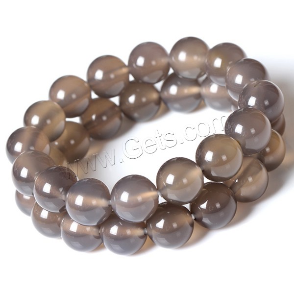 Grey Agate Bracelets, Round, natural, different size for choice, Grade AAAAA, Length:Approx 7.5 Inch, Sold By Strand