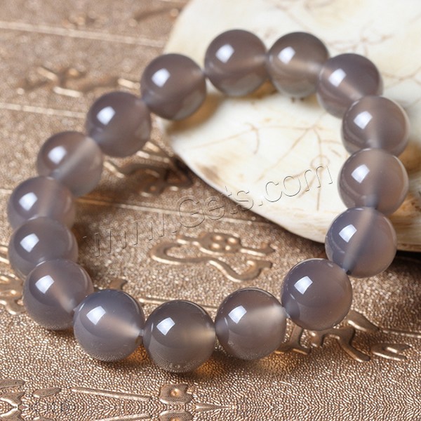 Grey Agate Bracelets, Round, natural, different size for choice, Grade AAAAA, Length:Approx 7.5 Inch, Sold By Strand