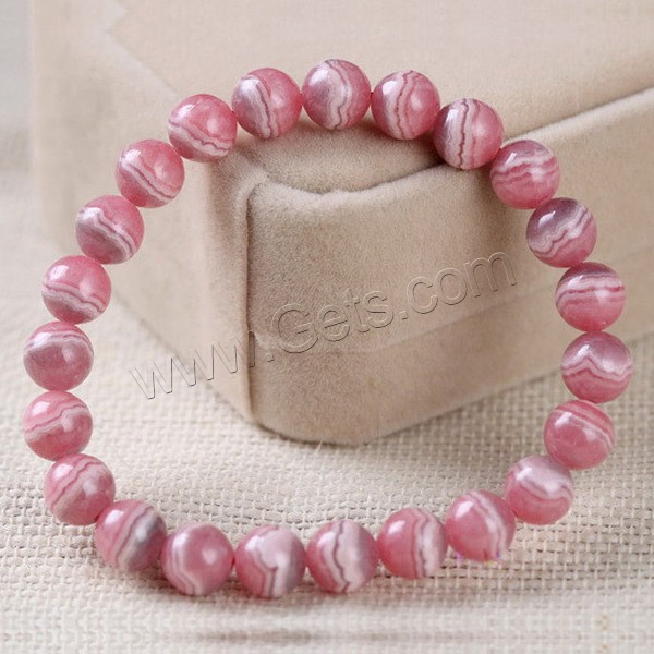 Rhodonite Bracelet, Rhodochrosite, Round, natural, different length for choice, Grade AAAA, 8mm, Sold By Strand