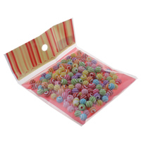 Chemische Wasch Acryl Perlen, mit OPP, rund, chemische-Waschanlagen, gemischte Farben, 8mm, 100x170mm, Bohrung:ca. 1.5mm, ca. 100PCs/Tasche, verkauft von Tasche