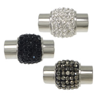 Round Stainless Steel Magnetic Clasp, with Rhinestone Clay Pave, with 94 pcs rhinestone Approx 6mm 