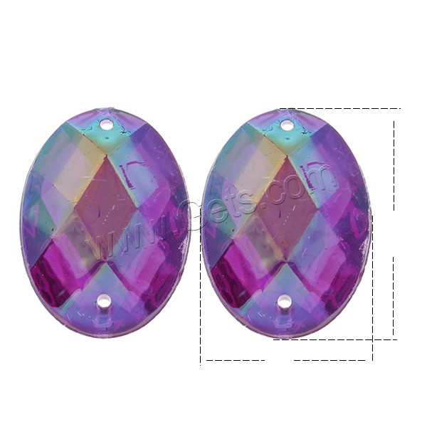 Resin Jewelry Connector, Flat Oval, silver color plated, different size for choice & colorful plated & faceted & 1/1 loop, dark purple, Hole:Approx 1mm, Sold By Bag