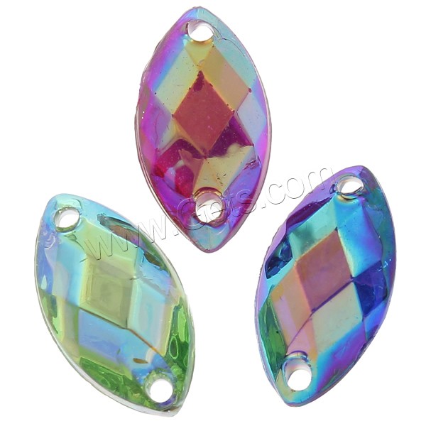 Resin Jewelry Connector, Horse Eye, silver color plated, different size for choice & colorful plated & faceted & 1/1 loop, more colors for choice, Hole:Approx 1mm, Sold By Bag