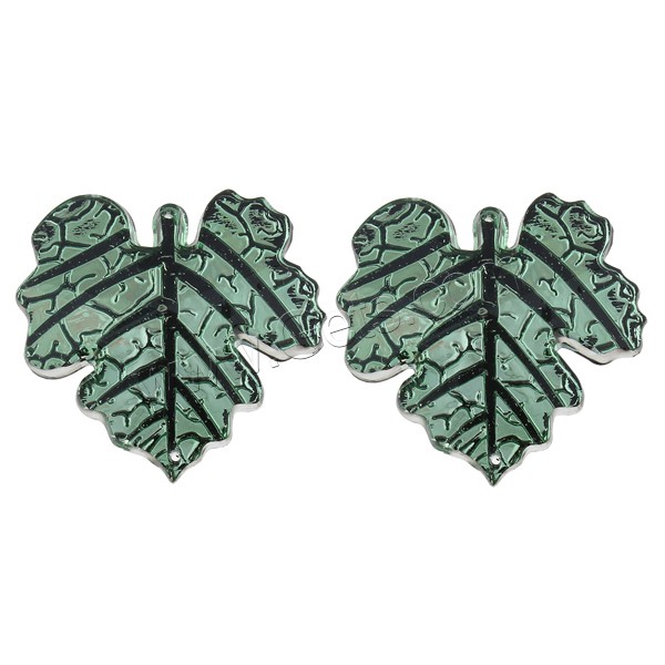 Resin Jewelry Connector, Leaf, silver color plated, different size for choice & 1/1 loop, green, Hole:Approx 1mm, Sold By Bag