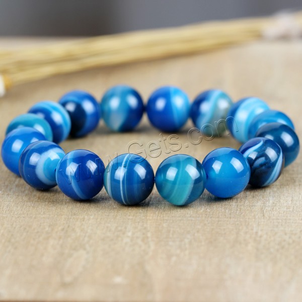 Lace Agate Bracelets, Round, different size for choice, blue, Length:Approx 7.5 Inch, Sold By Strand