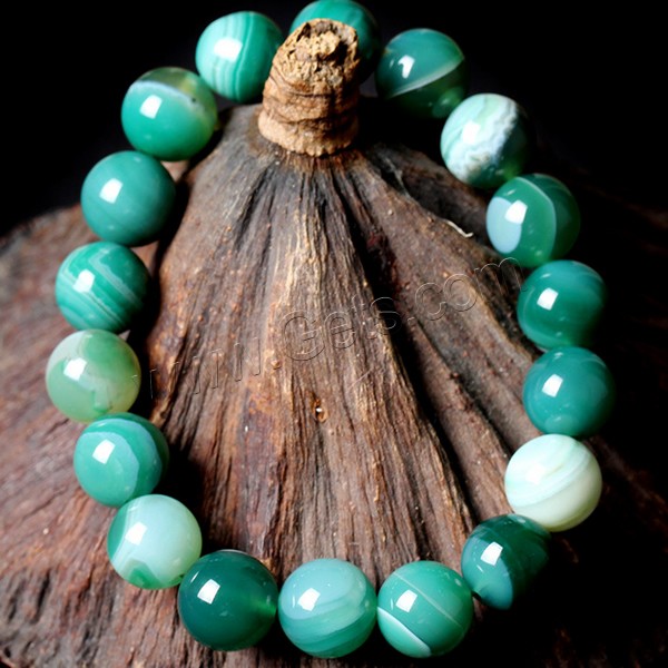 Lace Agate Bracelets, Round, different size for choice, green, Length:Approx 7.5 Inch, Sold By Strand