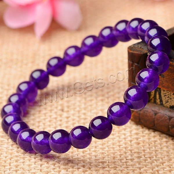 Dyed Marble Bead Bracelet, Round, beaded bracelet & different size for choice, purple, Sold By Strand