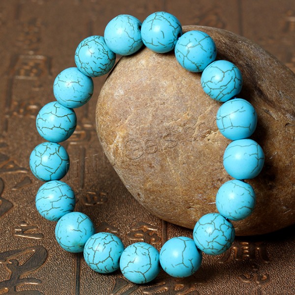 Bracelet à turquoises synthétique, turquoise synthétique, Rond, bracelet perlé & normes différentes pour le choix, bleu, Longueur:Environ 7.5 pouce, Vendu par brin