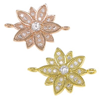 Cubic Zirconia Micro Pave Brass Connector, Flower, plated, micro pave cubic zirconia & 1/1 loop Approx 1.5mm 