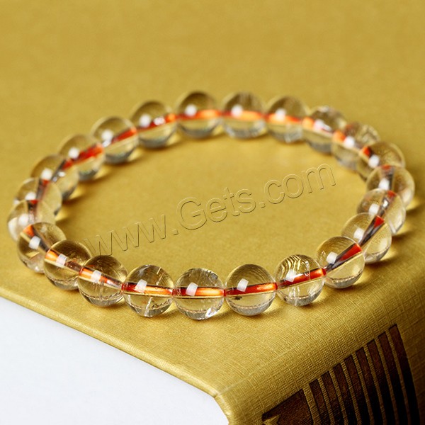 Citrine Bracelet, Round, natural, November Birthstone & different size for choice, Length:Approx 7.5 Inch, Sold By Strand