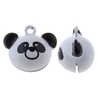 Messing Glocke Anhänger, Panda, Spritzlackierung, weiß und schwarz, frei von Nickel, Blei & Kadmium, 20x18x14mm, Bohrung:ca. 1.5mm, verkauft von PC
