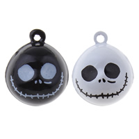 Brass Jingle Bell for Christmas Decoration, Skull, painted nickel, lead & cadmium free Approx 1.5mm 