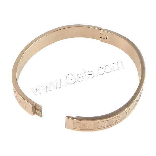 Stainless Steel Bangle, 304 Stainless Steel, plated, with roman number & different size for choice, more colors for choice, Length:Approx 7 Inch, Sold By PC