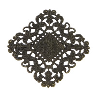 Messing Brosche Zubehör, Rhombus, antike Bronzefarbe plattiert, hohl, 50.5x50.5x7mm, verkauft von PC