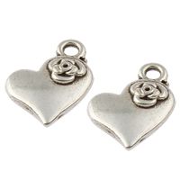 Zinc Alloy Heart Pendants, plated, with flower pattern lead & cadmium free Approx 1mm, Approx 