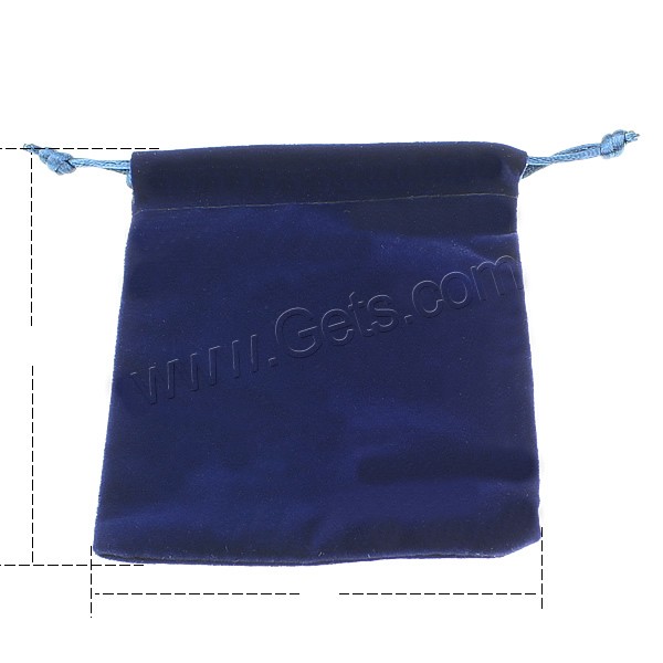 Velvet Jewelry Pouches Bags, Velveteen, with Waxed Cotton Cord, Rectangle, different size for choice, blue, Sold By PC