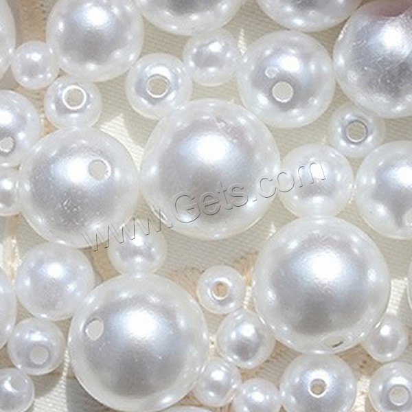 ABS-Kunststoff-Perlen Perle, rund, verschiedene Größen vorhanden, weiß, 10PCs/Tasche, verkauft von Tasche
