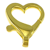 Fermoir mousqueton en alliage de zinc, coeur, Placage de couleur d'or, protéger l'environnement, sans nickel, plomb et cadmium Environ Vendu par PC