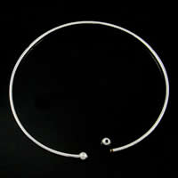 Пандора мяч конец манжеты ожерелье, Латунь, плакирован серебром, 3mm, 8mm, отверстие:Приблизительно 145mm, длина:18 дюймовый, продается Strand