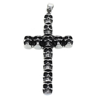 Stainless Steel Cross Pendants, Skull Cross, blacken Approx 