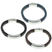 Cowhide Bracelets, with Stainless Steel 12mm  Approx 8.5 Inch 