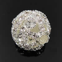 Ball Rhinestone Spacer, Brass, Round, plated, without troll & with rhinestone & hollow 19mm Approx 4.5mm 