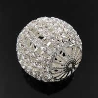 Ball Rhinestone Spacer, Brass, Round, plated, with rhinestone & hollow 23mm Approx 1mm 