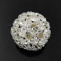 Ball Rhinestone Spacer, Brass, Round, plated, with rhinestone & hollow 18mm Approx 2mm 