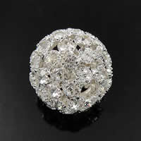 Ball Rhinestone Spacer, Brass, Round, plated, with 54 pcs rhinestone & hollow 20mm Approx 5mm 