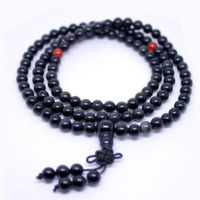 108 Mala Beads, Black Agate, with nylon elastic cord & Red Agate & Buddhist jewelry 